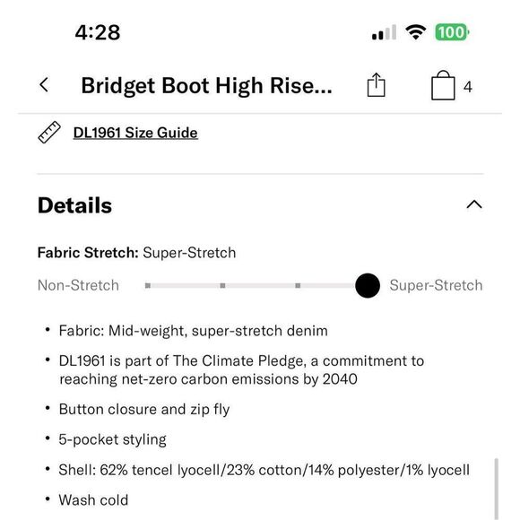 DL 1961 Bridget Boot High Rise Instasculpt Black Jeans - Picture 10 of 10